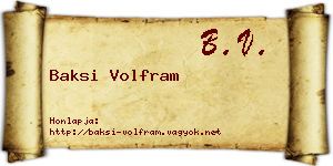 Baksi Volfram névjegykártya